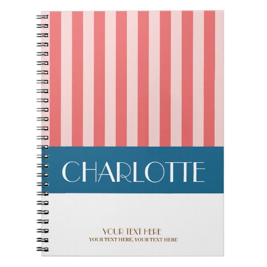 Carnet Stylish Colorful Stripes Personnalisé Monogramme (Devant)