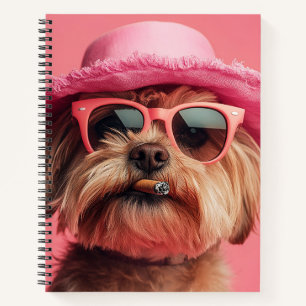 Carnet Stylish Dog in Pink Hat and Sunglass Notebook