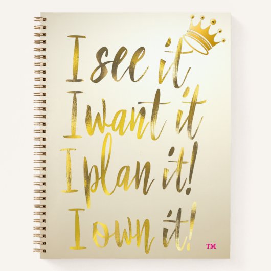 Carnet Stylish Gold Script Ivory Motivational (Devant)
