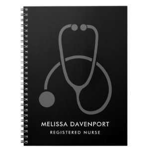 Carnet Stylish Gray Stethoscope Illustration on Black