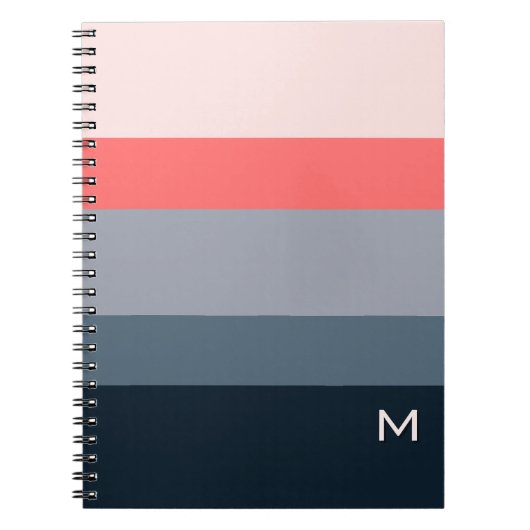 Carnet Stylish Modern Color Block Gray Pink Monogram (Devant)