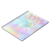 Carnet Stylish Pink Rainbow unicorn Parties scintillant 2 (Côté gauche)