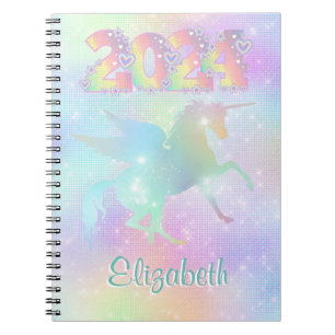 Carnet Stylish Pink Rainbow unicorn Parties scintillant 2
