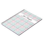 Carnet Stylish plaid with pastel gray, pink and blue (Côté gauche)