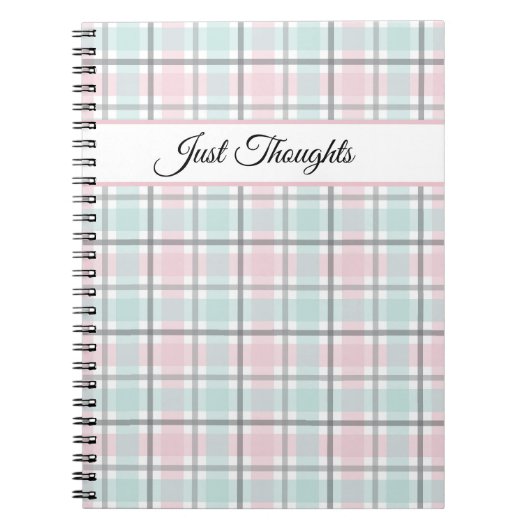 Carnet Stylish plaid with pastel gray, pink and blue (Devant)