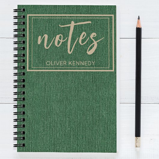 Carnet Stylish Rich Forest Green and Khaki Classic Spiral