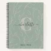 Carnet Stylish Rustic Sage Botanical Monogramme Recette (Devant)