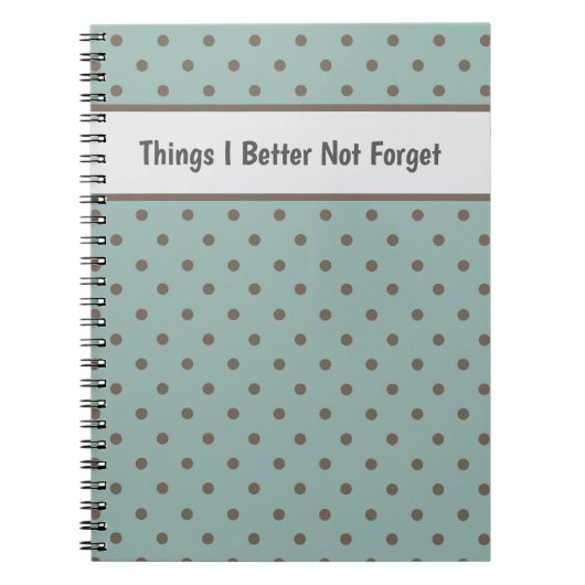 Carnet Stylish, Teal Background With Brown Polka Dot (Devant)