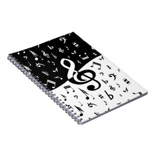 Carnet Stylish Treble Clef Wave Black and White