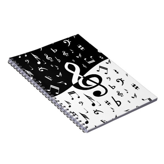 Carnet Stylish Treble Clef Wave Black and White (Côté Droit)