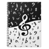 Carnet Stylish Treble Clef Wave Black and White (Devant)