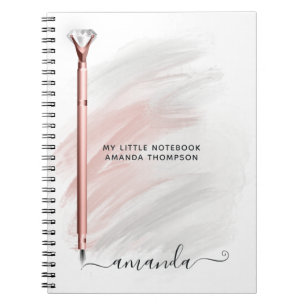 Carnet Stylo diamant or rose personnalisé