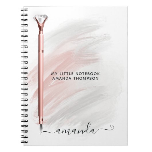 Carnet Stylo Diamond Or rose Personnalisé (Devant)