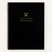 Carnet Stylo élégant noir et or Logo Notaire moderne  (Devant)