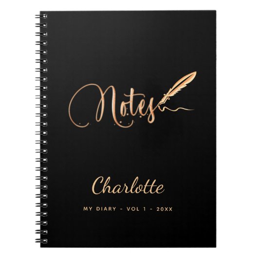 Carnet Stylo en or noir élégant (Devant)