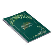 Carnet Stylo en plumes et cadre feuillu en vert épinette (Côté Droit)
