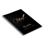 Carnet Stylo noir or élégant nom de script (Côté Droit)