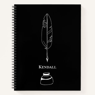 Carnet Stylo Plume Minimaliste Noir Personnalisé