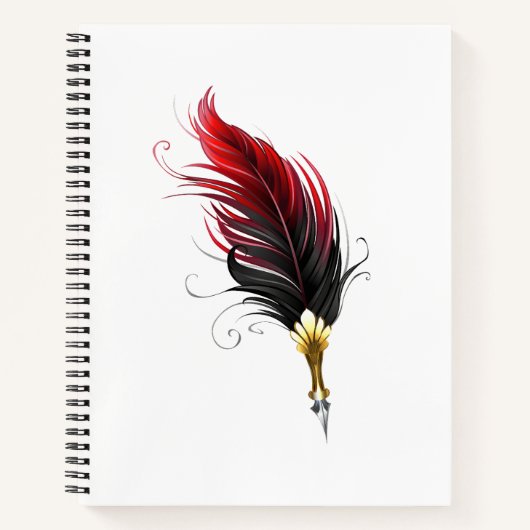Carnet Stylo rouge en plumes avec nib or (Devant)