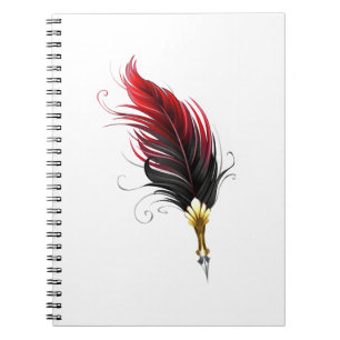 Carnet Stylo rouge en plumes avec nib or