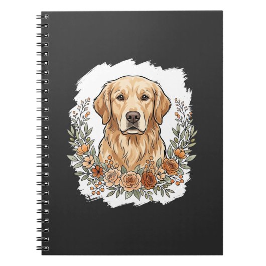 Carnet Sublimation Retriever Doré Floral (Devant)