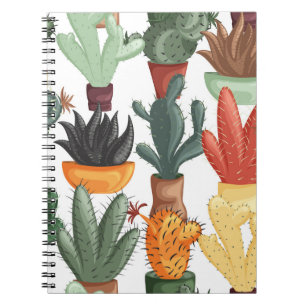 Carnet Succulents, cactus : mignon motif floral.