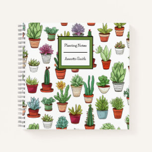 Carnet Succulents mignons et Motif de cactus