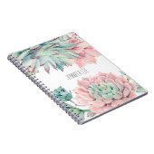 Carnet Succulents vert rose mou et votre nom sur  (Côté Droit)