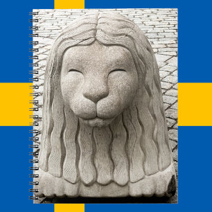 Carnet Suède Statue du lion de pierre Stockholm Photo