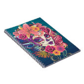 Carnet Sugar crâne femme en portrait de couronne de fleur (Côté Droit)