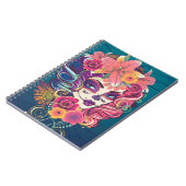 Carnet Sugar crâne femme en portrait de couronne de fleur (Côté gauche)