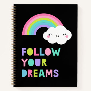 Carnet Suivez vos rêves Cute Rainbow Cloud
