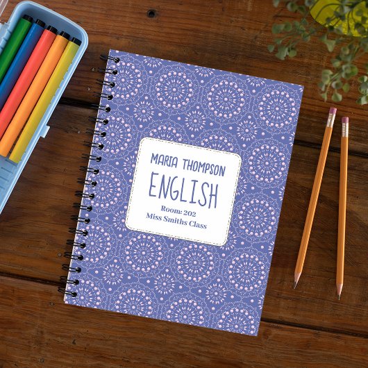 Carnet Sujet de l'école Personnalisé violet et rose