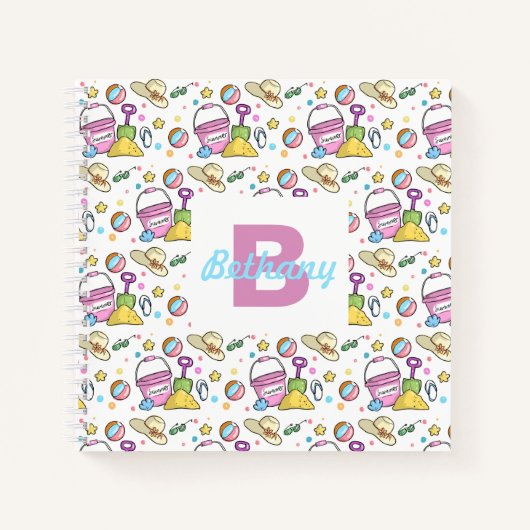 Carnet Summer Beach Doodles vacances Fêtes Personnalisées (Devant)