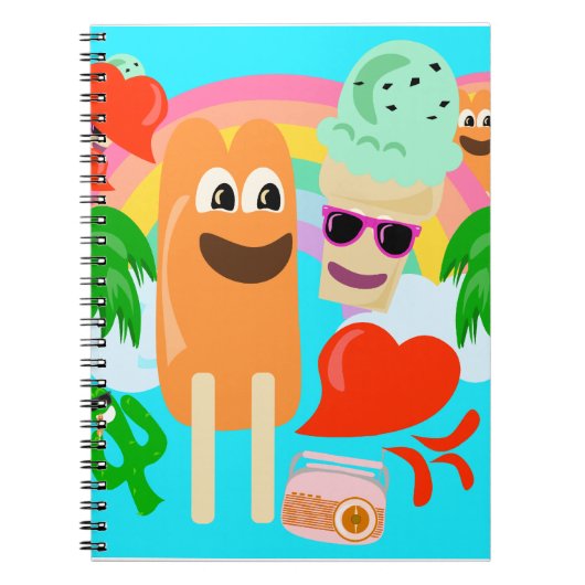 Carnet Summer Fun Friends Cute Kawaii Caractères de dessi (Devant)