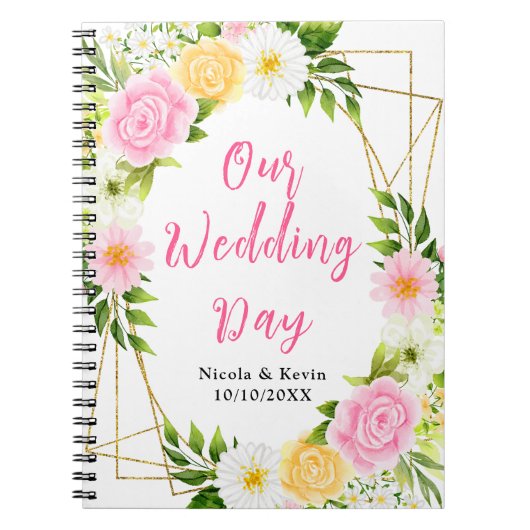 Carnet Summer Pink and Yellow Floral Wedding Planner (Devant)