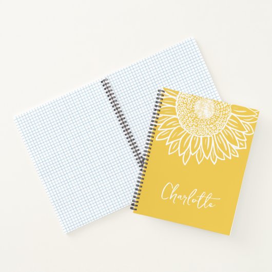 Carnet Sunflower Bloom Moderne Nom Personnalisable (Intérieur)