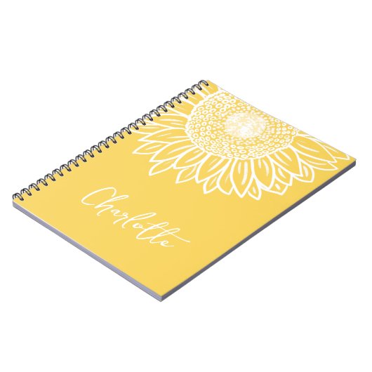 Carnet Sunflower Bloom Moderne Nom Personnalisable (Côté gauche)