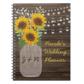 Carnet Sunflower Country Wood Mason Jar Mariage (Devant)