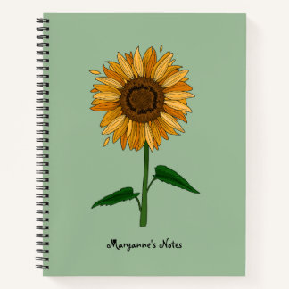 Carnet Sunflower Nom et message personnalisés