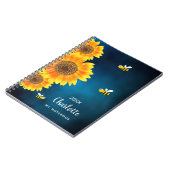 Carnet Sunflowers abeilles jaunes bleu nom du ciel (Côté gauche)