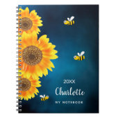 Carnet Sunflowers abeilles jaunes bleu nom du ciel (Devant)