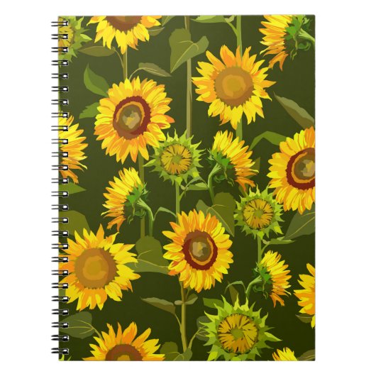 Carnet Sunflowers motif continu été (Devant)
