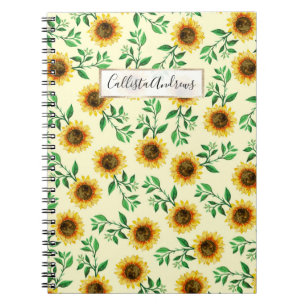 Carnet Sunny Neon Pastel Fleurs de soleil Jaunes Motif Fe