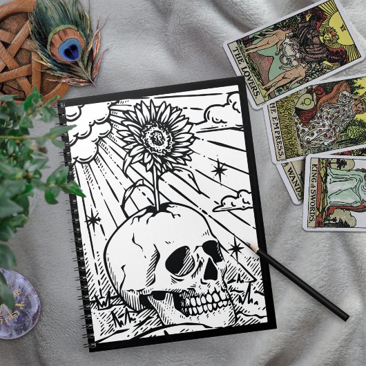 Carnet Sunny Skull Sunflower Noir & blanc gothique