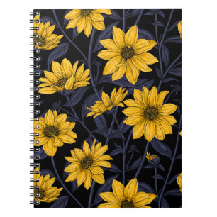 Carnet Sunroot, tournesol sauvage en jaune et bleu