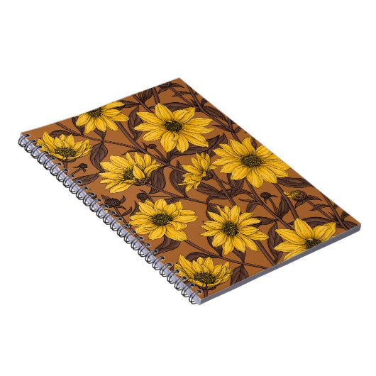 Carnet Sunroot, tournesol sauvage en jaune et marron (Côté Droit)