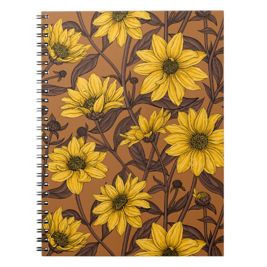 Carnet Sunroot, tournesol sauvage en jaune et marron (Devant)