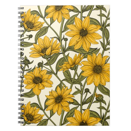 Carnet Sunroot, tournesol sauvage sur blanc (Devant)