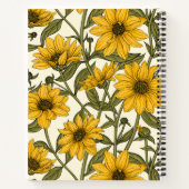 Carnet Sunroot, tournesol sauvage sur blanc (Dos)